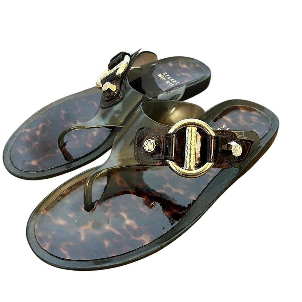 Stuart Weitzman Brown Tortoise Shell Jelly Sandal… - image 1